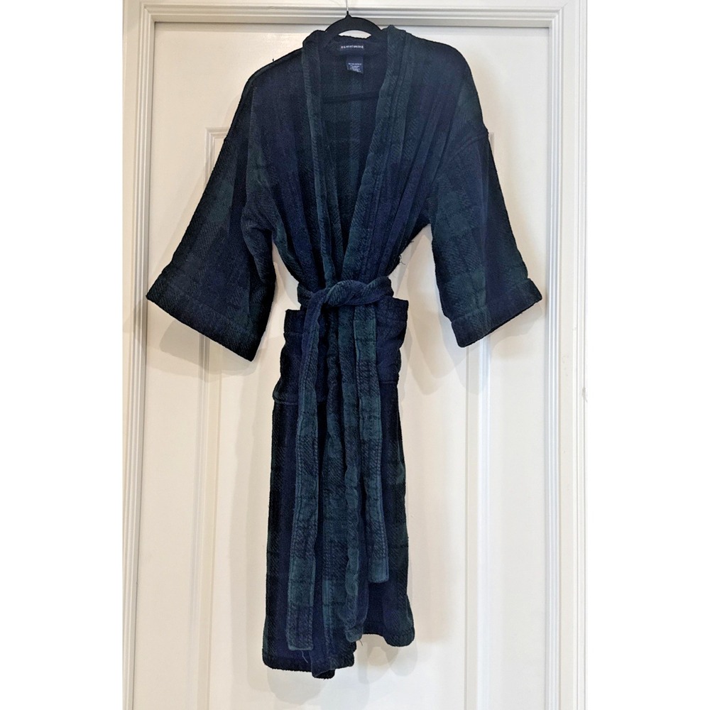 KnightsBridge Terrycloth Blue Green Robe Men's One Size Belted Pockets Lounge
